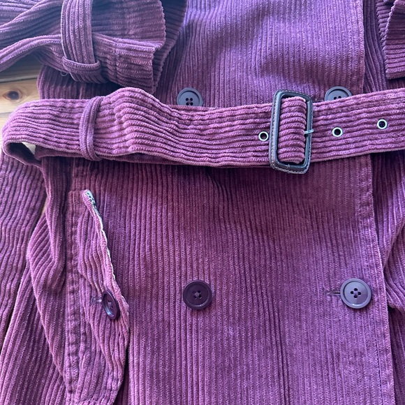 Vintage Wide Whale Corduroy Belted Trench Coat in Soft Raspberry • EUC• Size M - Picture 13 of 16